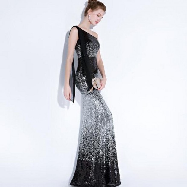 Party Women Sequin Single Shoulder Dresses Wholesale Sexy Sequin Single Shoulder Dresses