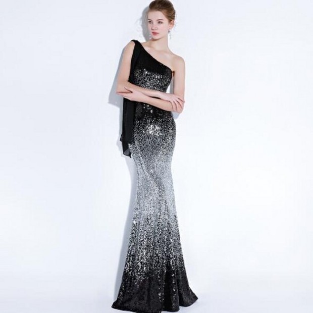 Party Women Sequin Single Shoulder Dresses Wholesale Sexy Sequin Single Shoulder Dresses