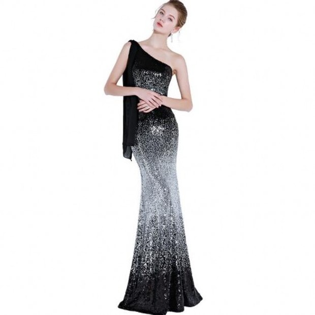 Party Women Sequin Single Shoulder Dresses Wholesale Sexy Sequin Single Shoulder Dresses