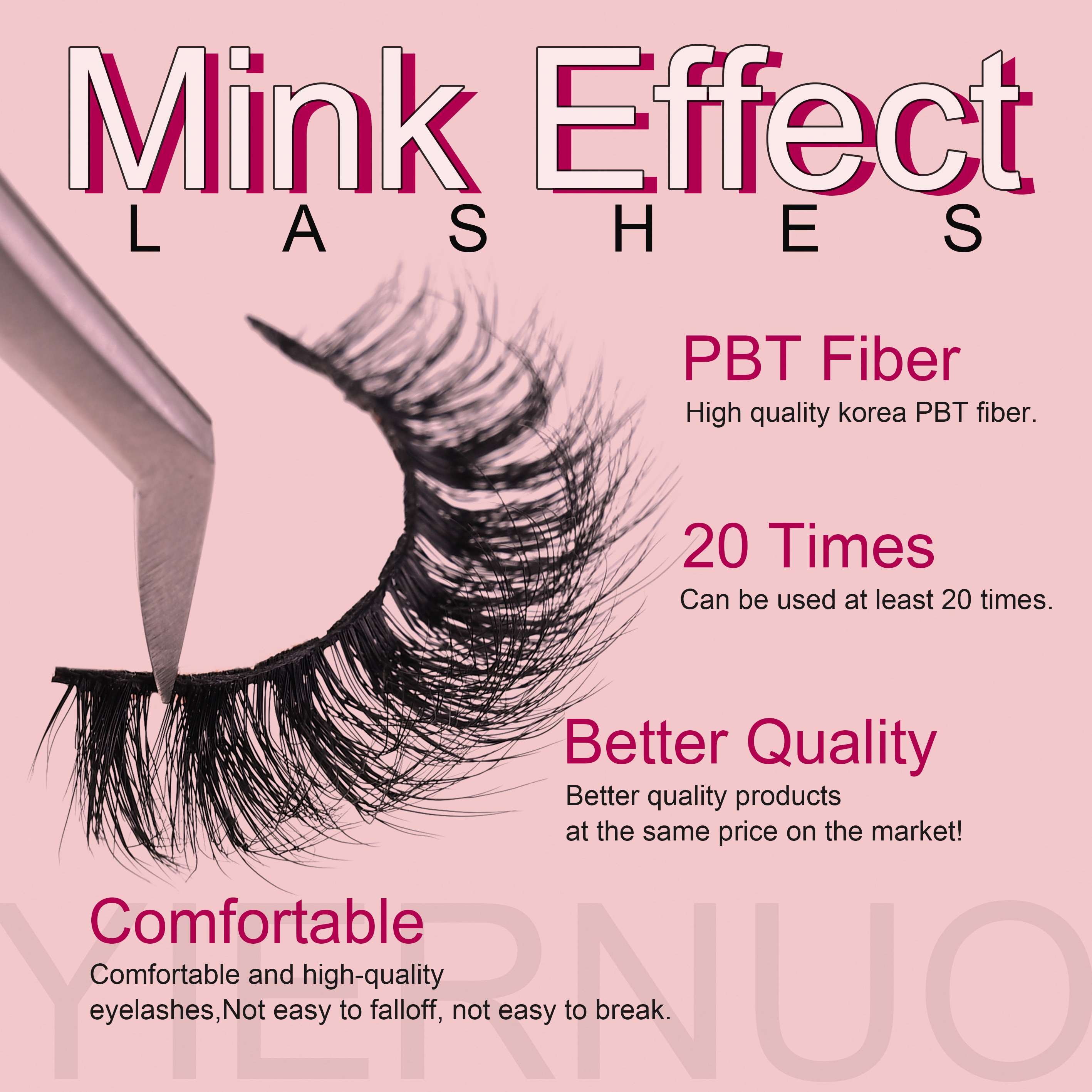 Yiernuo 3D effect full strip lashes wholesale Natural And Amazing Wearing Effect Faux Mink Eyelashes vegan faux cils