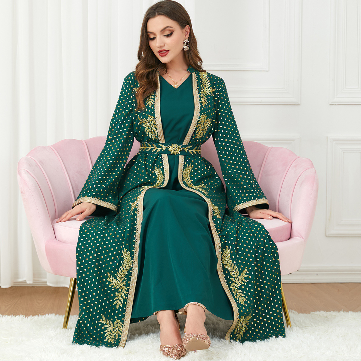 Embroidered Al Haramain Gamis Kaftan Pria Dewasa Jubah Abaya Jalabya Ethnic Arabic Dress Thobe Ramadan Eid Muslim Clothing