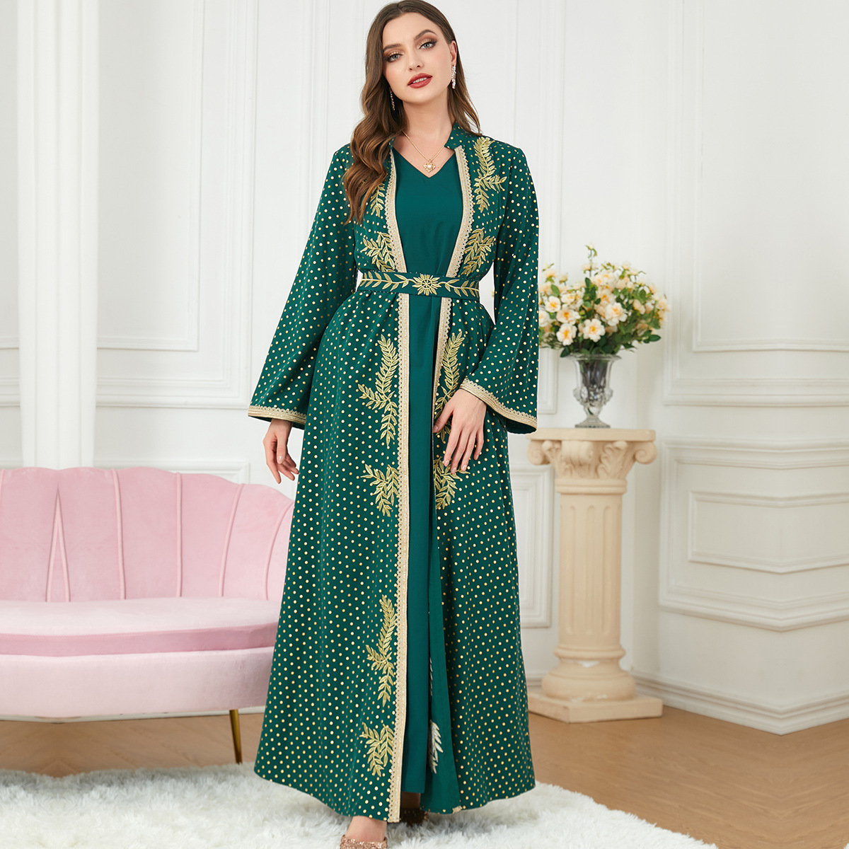 Embroidered Al Haramain Gamis Kaftan Pria Dewasa Jubah Abaya Jalabya Ethnic Arabic Dress Thobe Ramadan Eid Muslim Clothing