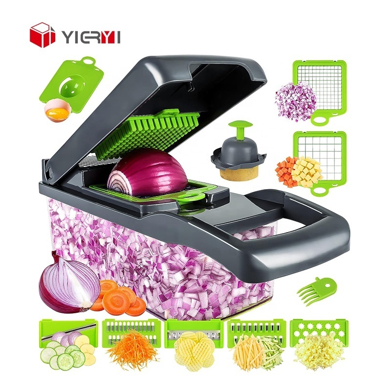 Factory Wholesale Vegetable Slicer Kitchen Accessories 12 in 1 Food Cutter  Onion Chopper Mandoline Slicer Garlic Press