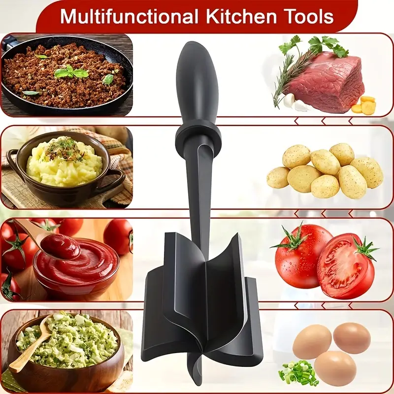 Kitchen Multi-purpose Meat Chopper 5 Curve Blades Hamburger Salad Meat Masher Heat Resistant Manual Meat Utensil For Ground Beef