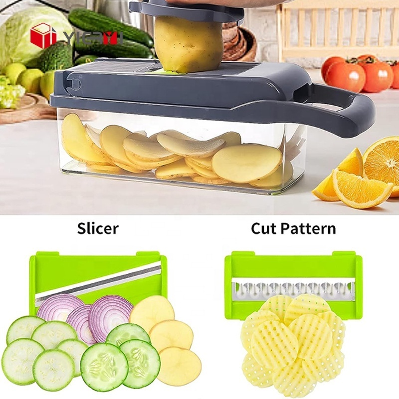 Factory Wholesale Vegetable Slicer Kitchen Accessories 12 in 1 Food Cutter  Onion Chopper Mandoline Slicer Garlic Press