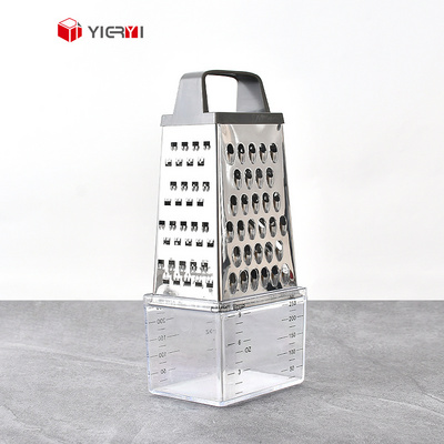 Hot Selling Multi-Functional Handle 4 Sides Vegetable Box Grater Stainless Steel Kitchen Cheese Grater With Measuring Cup