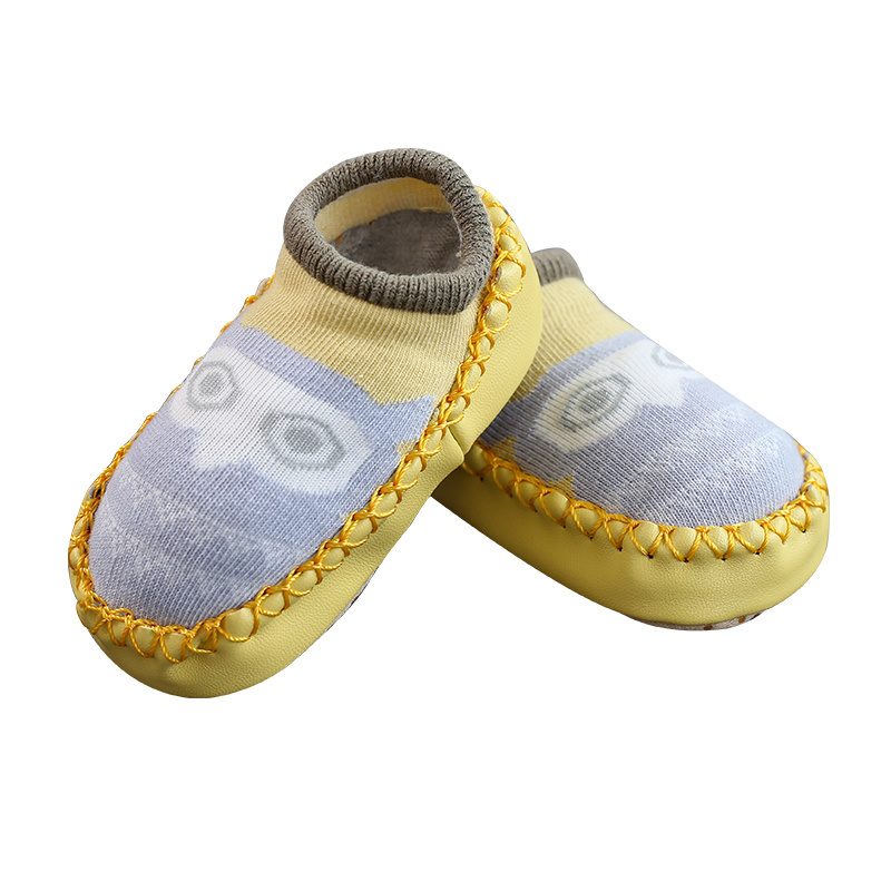 Knit Slipper Baby Rubber Soles Socks With Leather Sole baby socks non slip