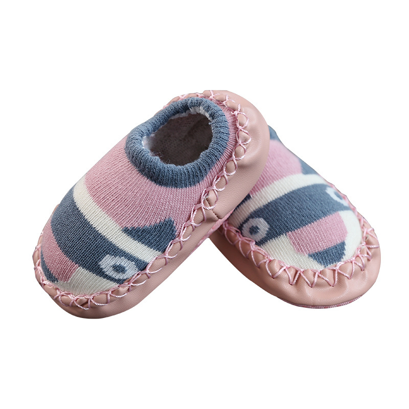 Knit Slipper Baby Rubber Soles Socks With Leather Sole baby socks non slip