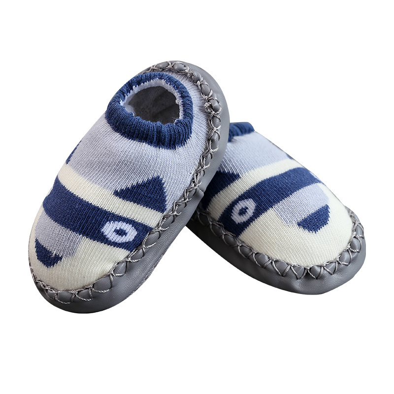 Knit Slipper Baby Rubber Soles Socks With Leather Sole baby socks non slip