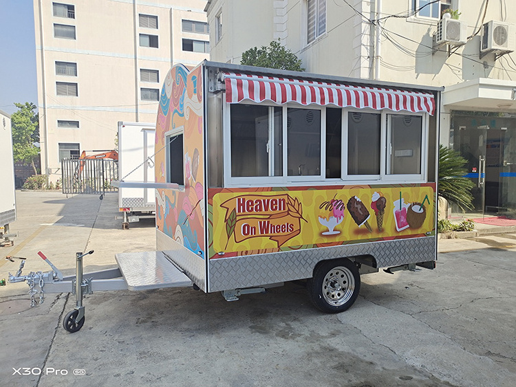 Top Quality China food cart trailer  ice truck food trailer restaurant service fast food truck