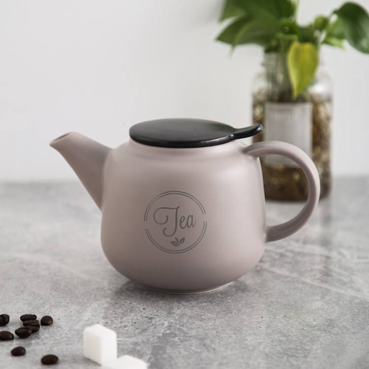 Wholesale drinkware customized matte black porcelain tea pot for teatime