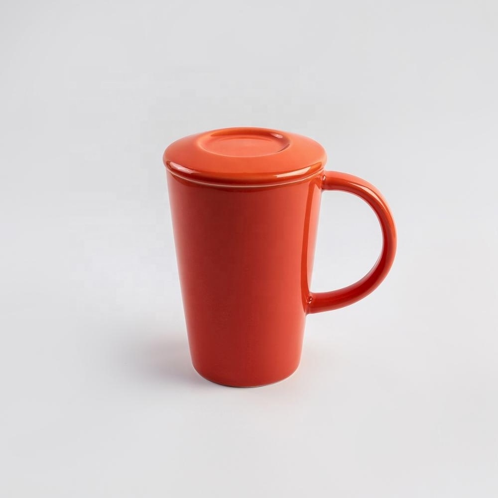 Design your own mug multiple color fine porcelain tea mug with infuser and cover