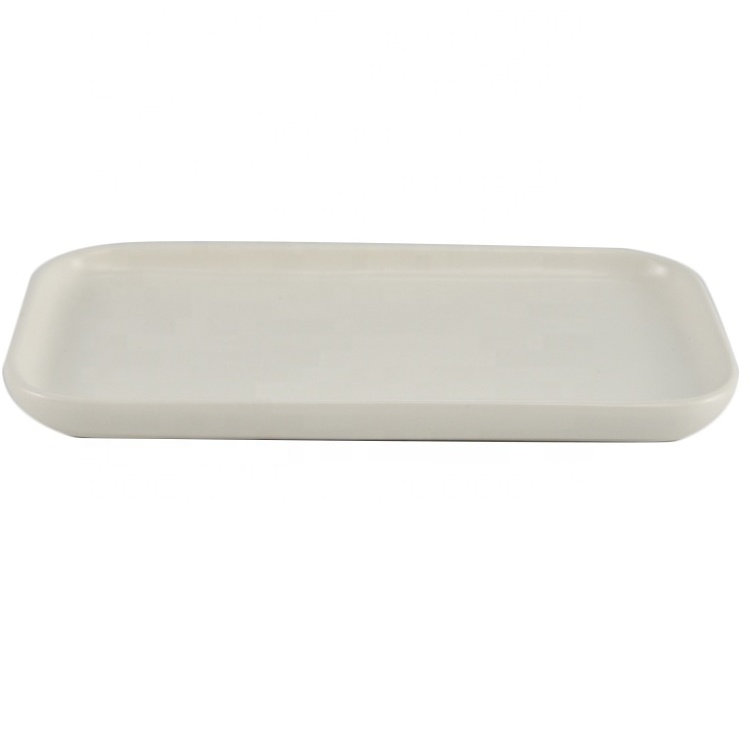 Hotel dinnerware black mini serving tray rectangle shape ceramic food serving tray