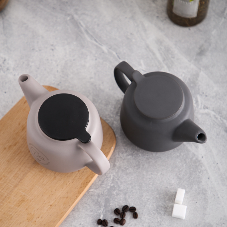 Wholesale drinkware customized matte black porcelain tea pot for teatime