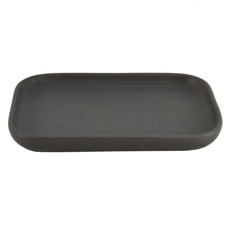 Hotel dinnerware black mini serving tray rectangle shape ceramic food serving tray