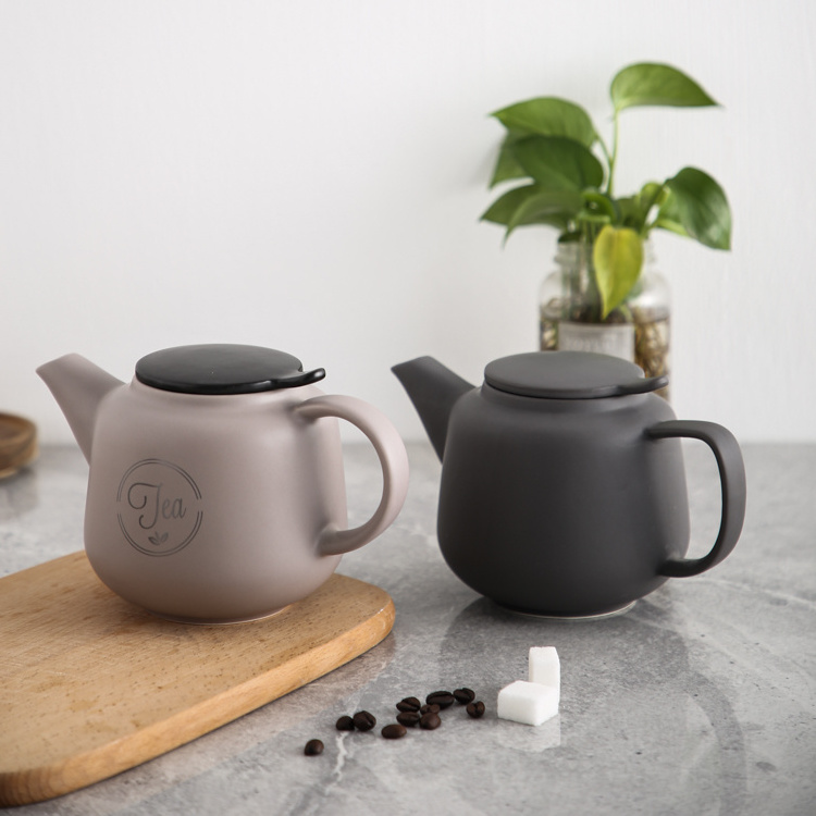 Wholesale drinkware customized matte black porcelain tea pot for teatime