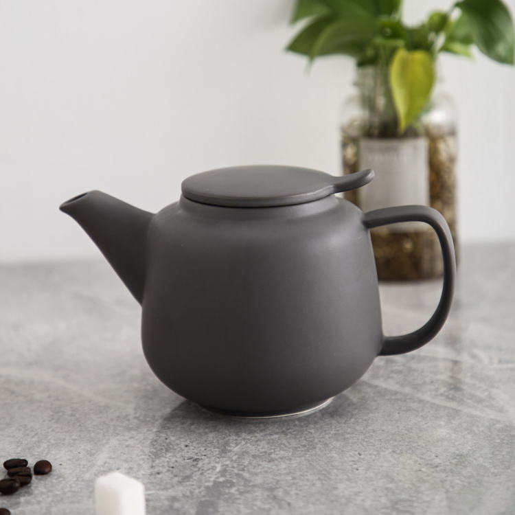 Wholesale drinkware customized matte black porcelain tea pot for teatime