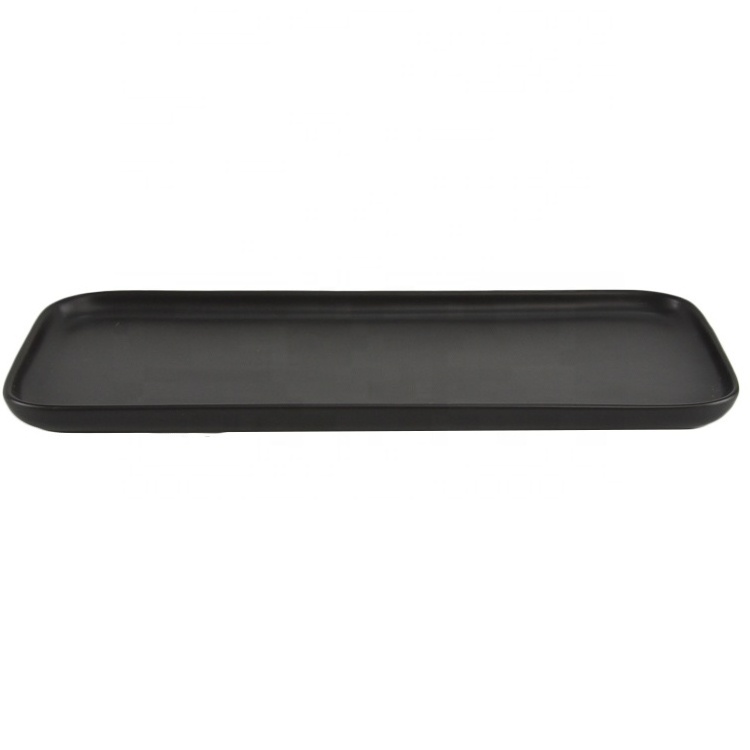 Hotel dinnerware black mini serving tray rectangle shape ceramic food serving tray