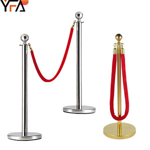 High Quality VIP Gold Rope Barrier Pole Stanchions with Red Carpet Velvet Rope Poles Stands Post Barrier Queue Line Sign