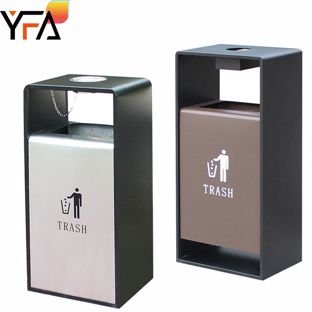 50L Customized Rectangular Outdoor Metal Trash Can Stainless Steel Ashtray Outdoor with Lock Hotel Street Garbage Recycling Bin