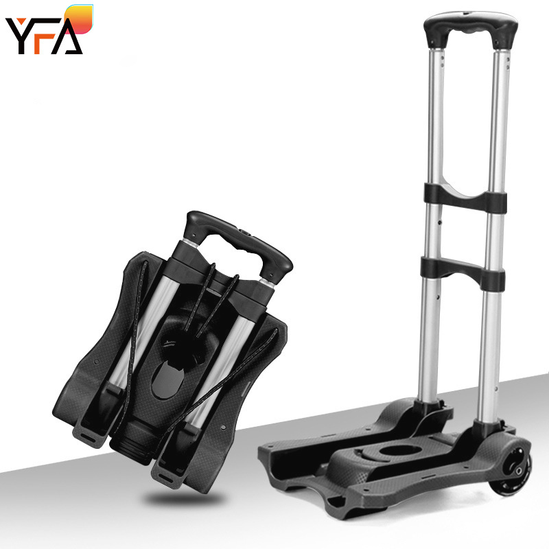 Mini Foldable Portable Carrying Cart  With 2 Wheels Lightweight Aluminum Folding Luggage Cart Telescopic Shopping Trolley