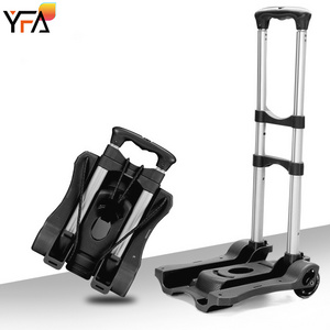 Mini Foldable Portable Carrying Cart  With 2 Wheels Lightweight Aluminum Folding Luggage Cart Telescopic Shopping Trolley