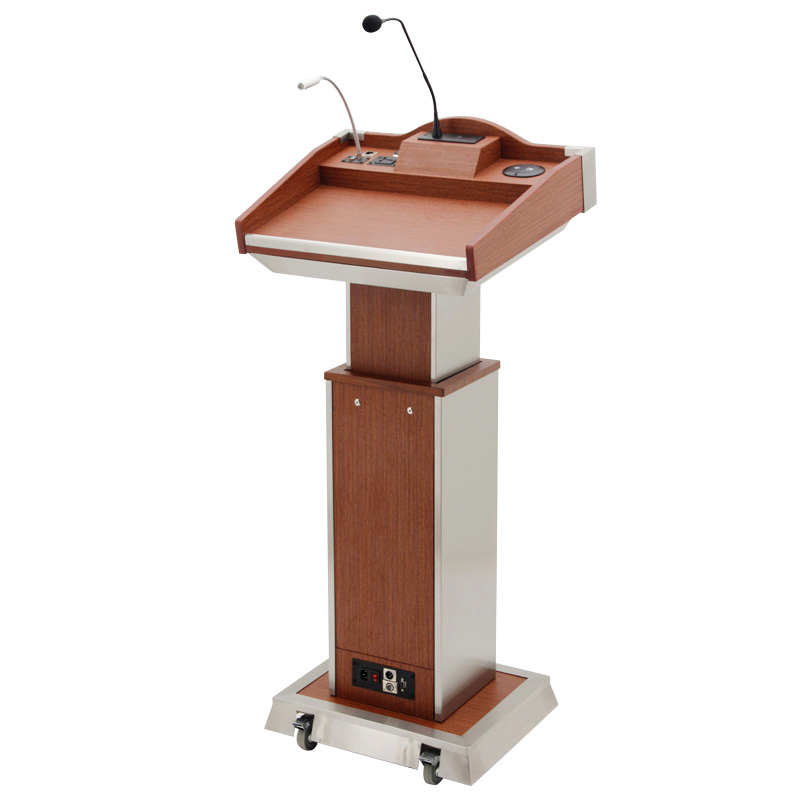 New Style Lift Wood Stainless Steel Digital Podium Lectern For Conference Classroom Church Digital Multimedia Speech Podium