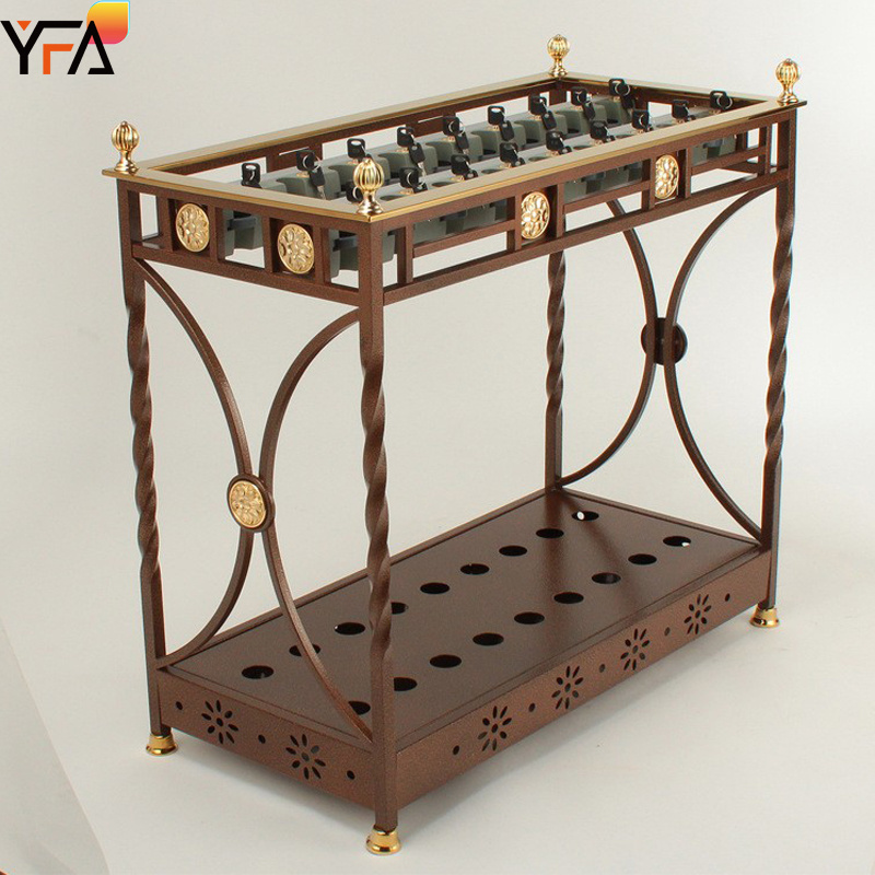 High quality luxury hotel lobby wrought iron umbrella stand with 18-position umbrella lock, self-service umbrella holder stand