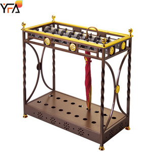 High quality luxury hotel lobby wrought iron umbrella stand with 18-position umbrella lock, self-service umbrella holder stand