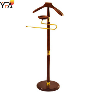 Solid Wood Floor Hanger Valet Rack Trouser Bar Tie Bar & Shoe Rack Mahogany Hotel Coat Rack for Hallway Entryway Bedroom