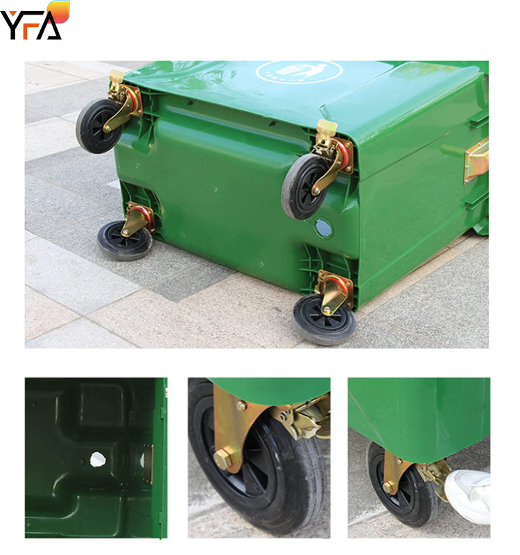 660L/1100L Large-Capacity Thickened Outdoor Trash Can Hand-Pushing the Sanitation Ashbin, Large Clearing Car with Lid&Wheels