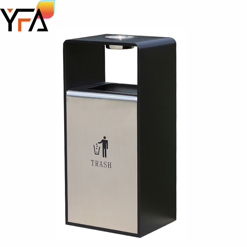 50L Customized Rectangular Outdoor Metal Trash Can Stainless Steel Ashtray Outdoor with Lock Hotel Street Garbage Recycling Bin