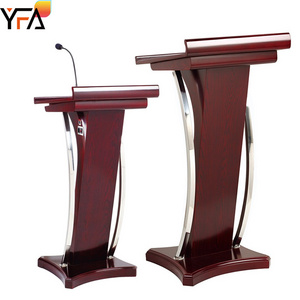 Wooden Rostrum, Professional Church Podium With Microphone Equipment Podium Lecture Speech Podium Stand Classroom Lectern Stand