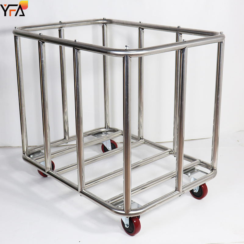 Factory Stainless Steel Multifunction Linen Cart,Hotel Cleaning Laundry Cart wheels housekeeping cart large capacity trolley