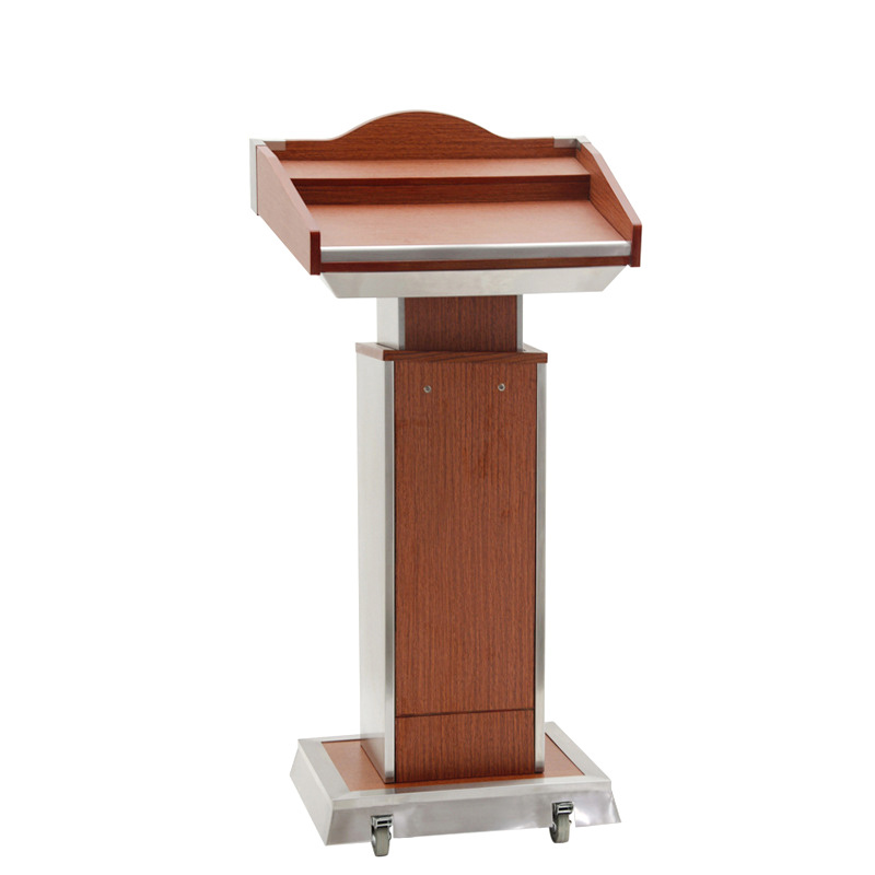 New Style Lift Wood Stainless Steel Digital Podium Lectern For Conference Classroom Church Digital Multimedia Speech Podium