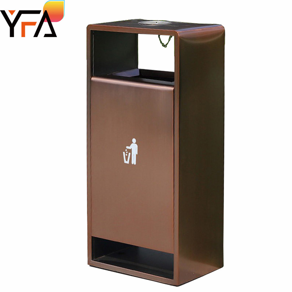 50L Customized Rectangular Outdoor Metal Trash Can Stainless Steel Ashtray Outdoor with Lock Hotel Street Garbage Recycling Bin