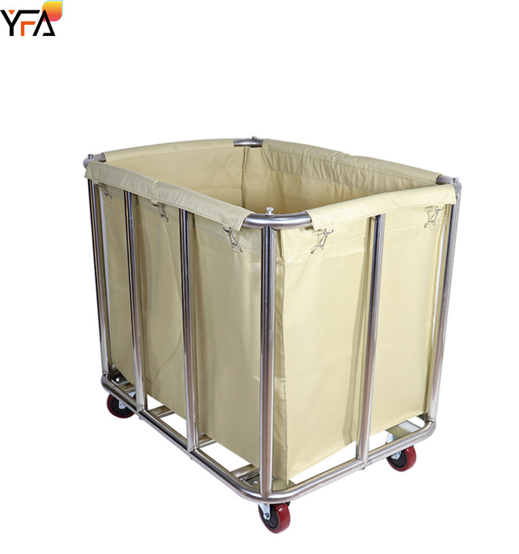 Factory Stainless Steel Multifunction Linen Cart,Hotel Cleaning Laundry Cart wheels housekeeping cart large capacity trolley