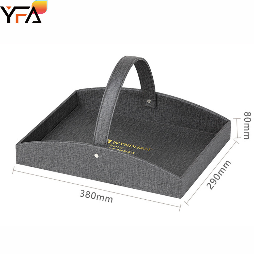 Quality Customize LOGO Color PU Leather Conference Clip Service Guide Tissue Box Trash Can, Guest Room Leather Set Accessories