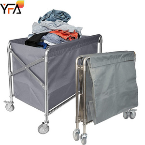 X-Type Folding Laundry Sorting Trolley Laundry Basket With Waterproof Oxford Bag For Industry/Hotel/Home