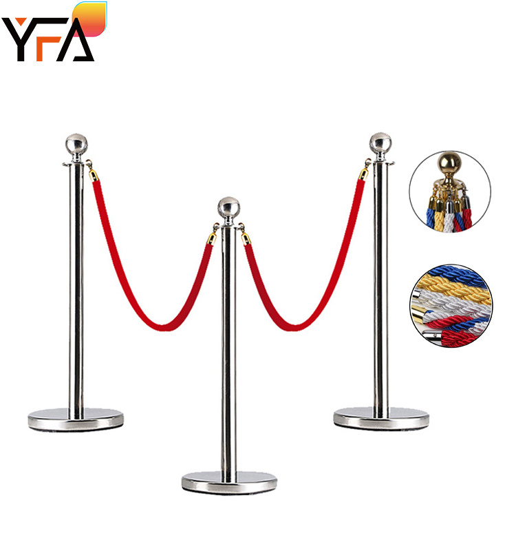 Hotel Bank Posts Stanchion Rope  Barrier Height 950mm Red Carpet Velvet Rope Poles Stands Railing Rope hot sale