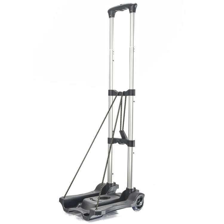 Mini Foldable Portable Carrying Cart  With 2 Wheels Lightweight Aluminum Folding Luggage Cart Telescopic Shopping Trolley