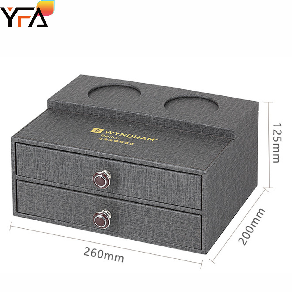 Quality Customize LOGO Color PU Leather Conference Clip Service Guide Tissue Box Trash Can, Guest Room Leather Set Accessories