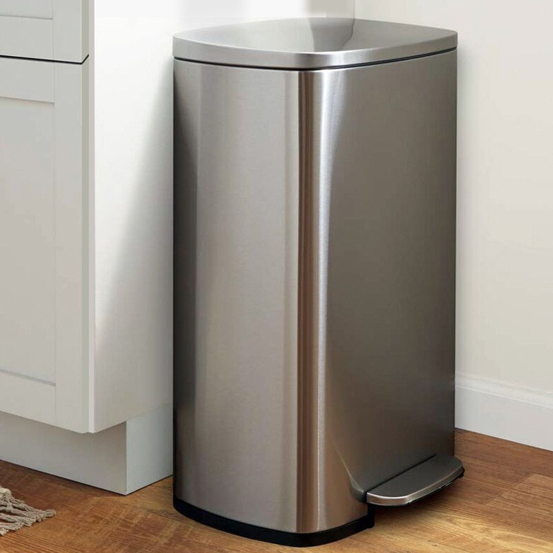 13 Gallon Trash Can stainless steel Kitchen Waste Bin with Odor Protection of Lid with Soft Close Lid with Foot Pedal