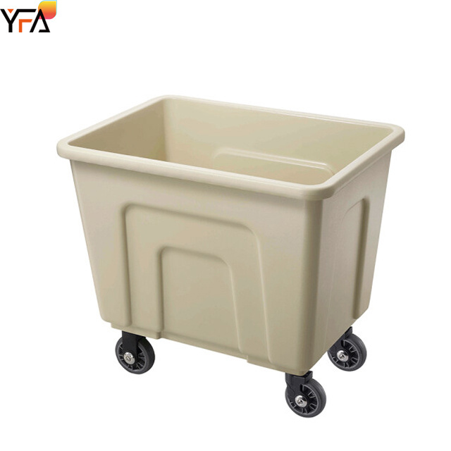 PP plastic laundry cart basket with wheels used for laundry Warehouse Storehouse Plastic linen cube truck black/white/gray/brown