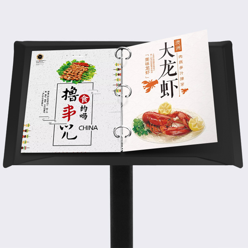 Restaurant Menu Display Stands A4 Brochure Advertising Sign Stand Door Floor Stand Metal Sign Holder Dish Brand Publicity Rack