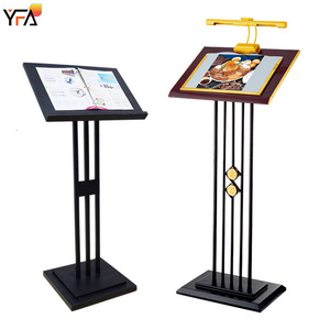 Restaurant Menu Display Stand With Lights Sales Office Contract Publicity Rack A4 Hotel Menu Page Flip Floor Display Stand