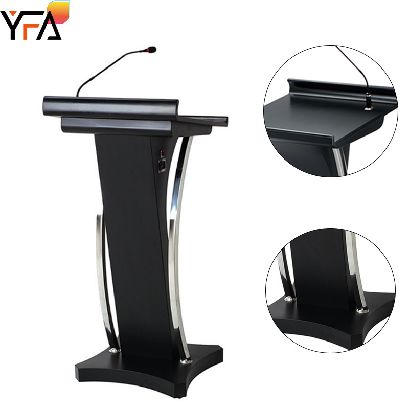 Wooden Rostrum, Professional Church Podium With Microphone Equipment Podium Lecture Speech Podium Stand Classroom Lectern Stand