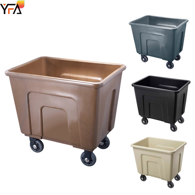 PP plastic laundry cart basket with wheels used for laundry Warehouse Storehouse Plastic linen cube truck black/white/gray/brown