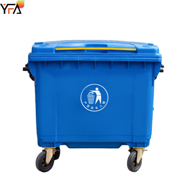 660L/1100L Large-Capacity Thickened Outdoor Trash Can Hand-Pushing the Sanitation Ashbin, Large Clearing Car with Lid&Wheels