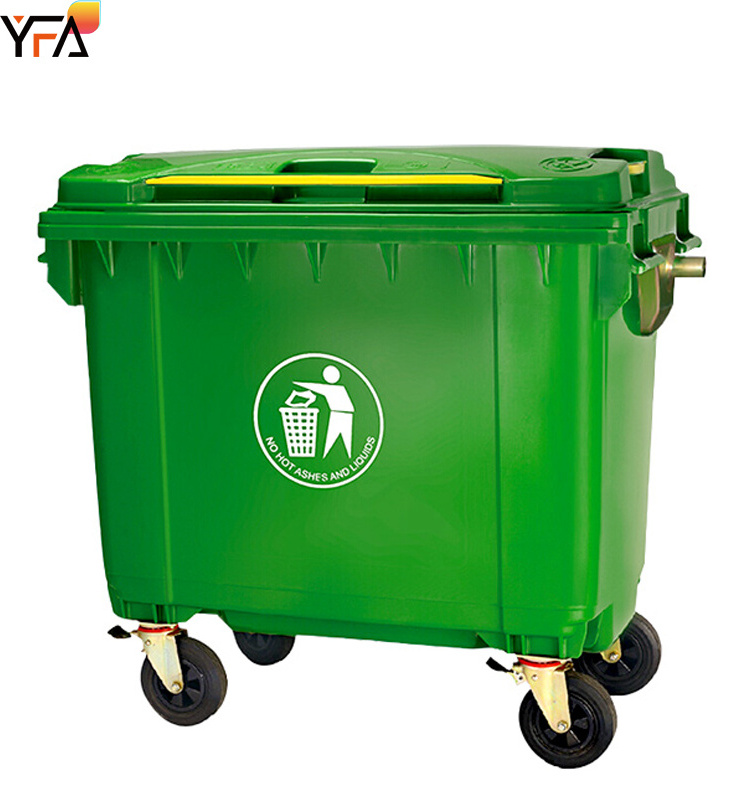 660L/1100L Large-Capacity Thickened Outdoor Trash Can Hand-Pushing the Sanitation Ashbin, Large Clearing Car with Lid&Wheels